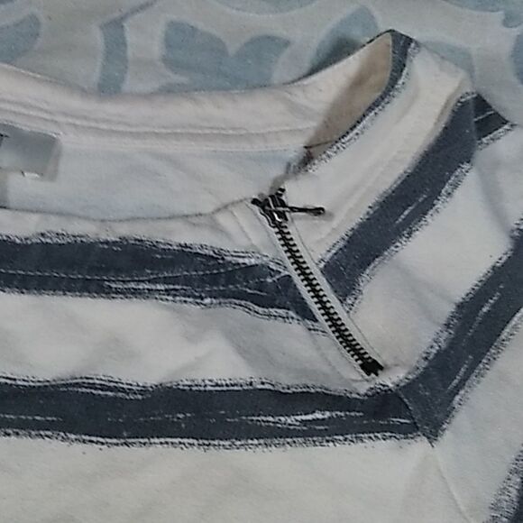 Loft cotton dress cream and gray striped S - Picture 8 of 11